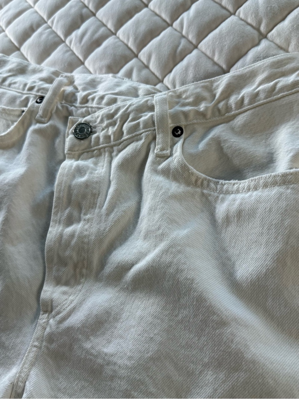 AGOLDE Criss Cross High Rise Denim Cutoff Shorts White Size 27